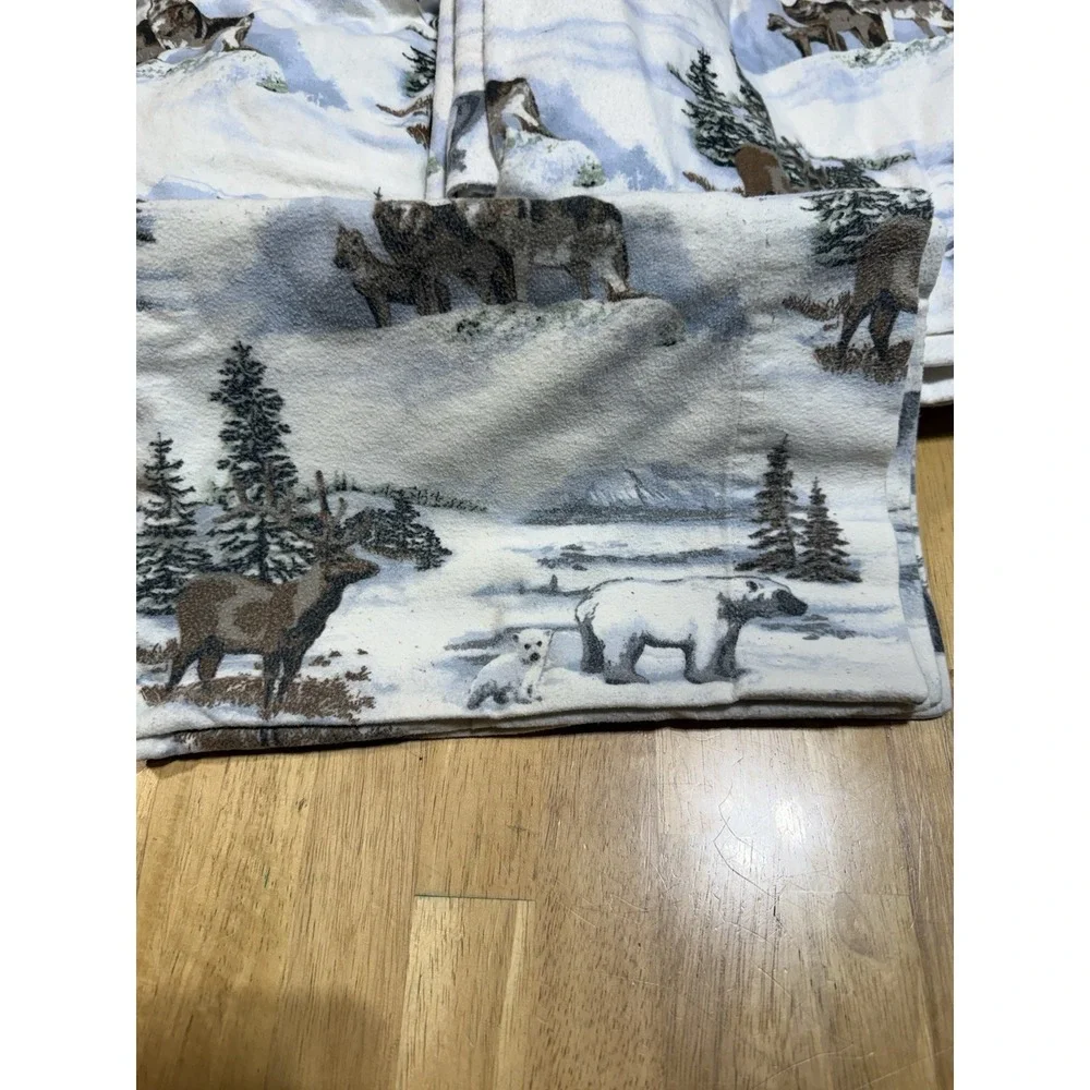 Mainstays Twin Flannel Sheet Set 3pc Wildlife Wolf Bear Elk 100% Cotton Cabin